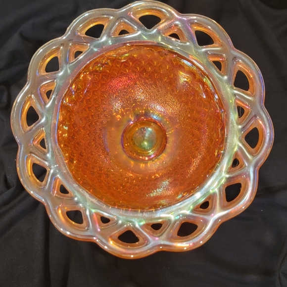 Vintage Imperial Glass Marigold CARNIVAL GLASS Open Edge Compote Dish. EUC - Picture 4 of 7